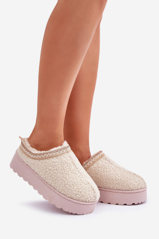 Snehule Dámske s platformou Z Haftem slonovina Tirissa