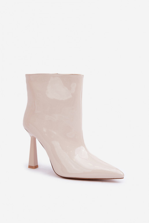 s lakovým efektom Čižmy Zapnuté Szpice Trvalý model slonovina Seliri