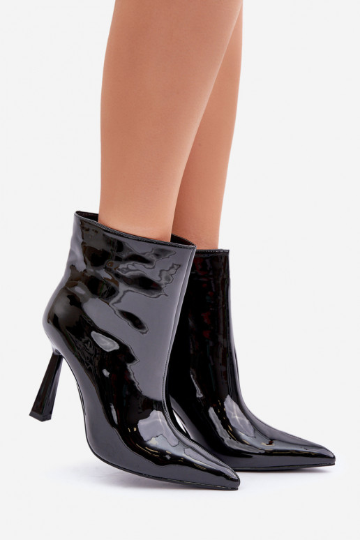 s lakovým efektom Čižmy Zapnuté Szpice Trvalý model čierna Seliri s lakovým efektom Čižmy Zapnuté Szpice Trvalý model čierna Seliri