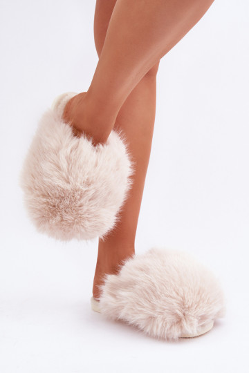 s kožušinou Papuče Dámske slonovina INladisa