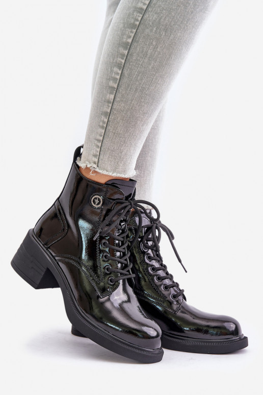 Kožené lakované čižmy s teplou... Kožené lakované čižmy s teplou...