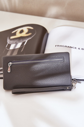 Veľká dámska peňaženka S razením z eko kože sivá Mártiel 2