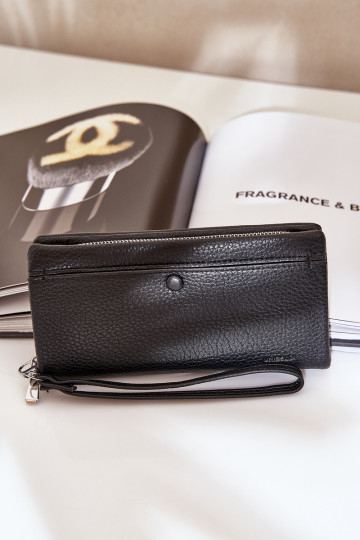 Veľká dámska peňaženka S razením z eko kože čierna Mártiel