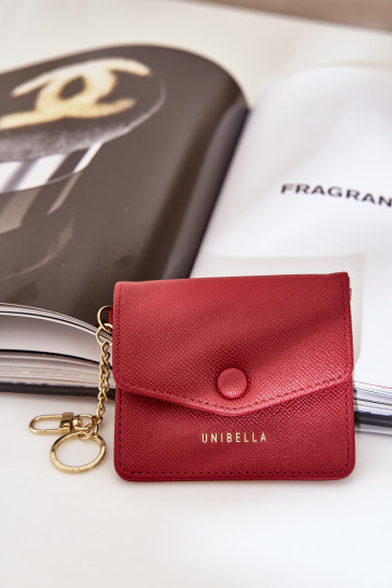 Etui Zapnuté Karty Ze zlatej farbym Brelokiem z eko kože bordová Iritinme