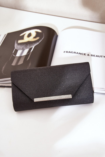 Elegantný Kabelka typ obálky s leskom čierna Remiala