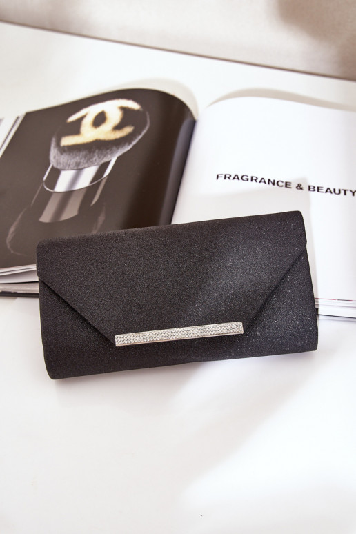 Elegantný Kabelka typ obálky s leskom čierna Remiala Elegantný Kabelka typ obálky s leskom čierna Remiala