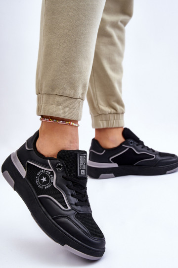 Dámske Športový štýl topánky Big Star LL274443 Čierna a-sivá