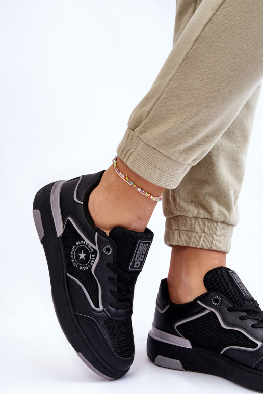 Dámske Športový štýl topánky Big Star LL274443 Čierna a-sivá