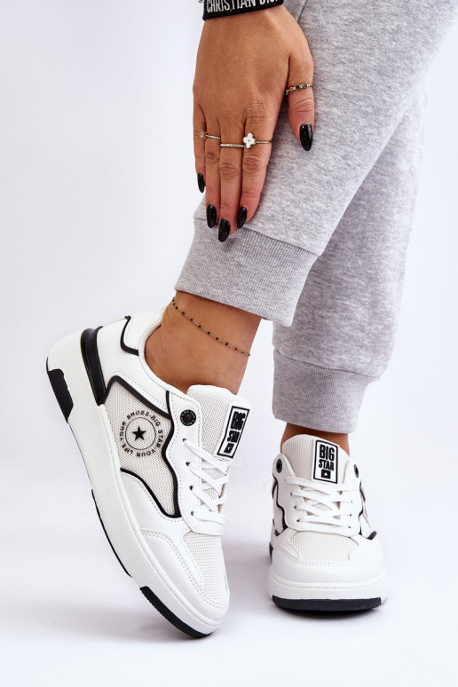 Dámske Športový štýl topánky Big Star LL274440 biely-čierna Dámske Športový štýl topánky Big Star LL274440 biely-čierna