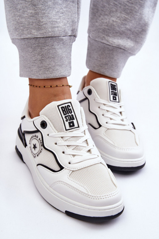 Dámske Športový štýl topánky Big Star LL274440 biely-čierna Dámske Športový štýl topánky Big Star LL274440 biely-čierna