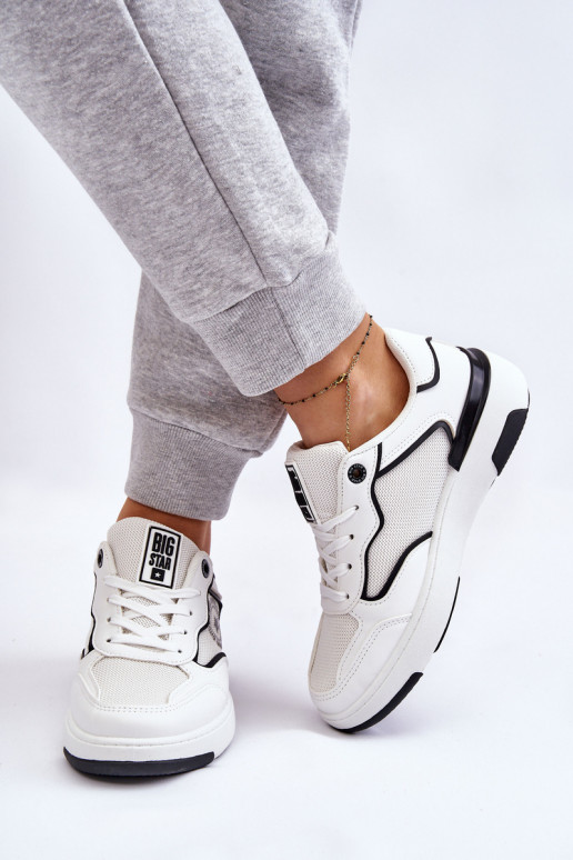 Dámske Športový štýl topánky Big Star LL274440 biely-čierna Dámske Športový štýl topánky Big Star LL274440 biely-čierna
