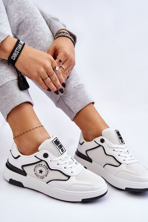 Dámske Športový štýl topánky Big Star LL274440 biely-čierna Dámske Športový štýl topánky Big Star LL274440 biely-čierna