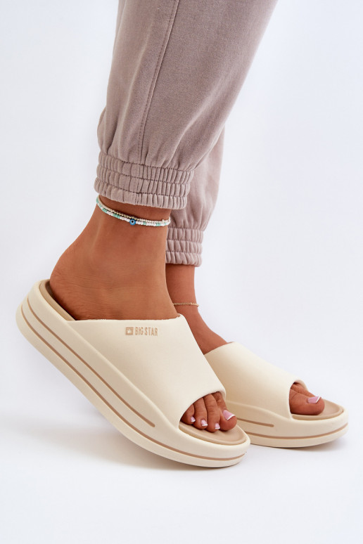 Dámske papuče s platformou Big Star NN274A034 béžová