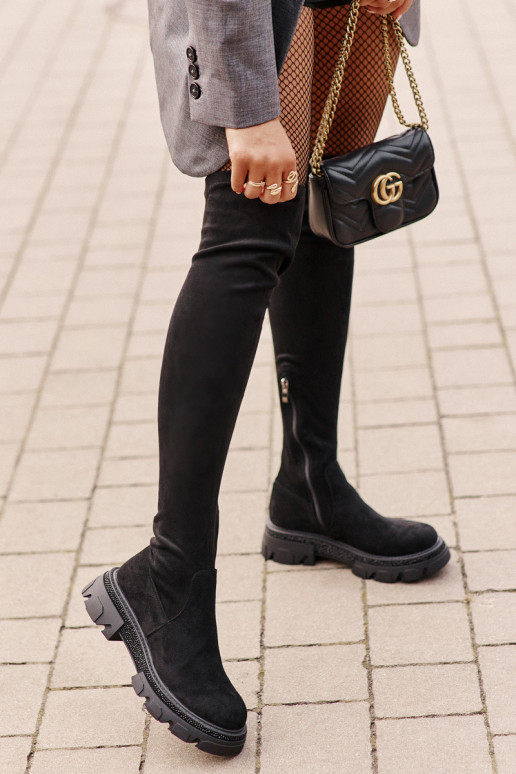 Dámske nadkolenné čižmy z eko semišu... Dámske nadkolenné čižmy z eko semišu...