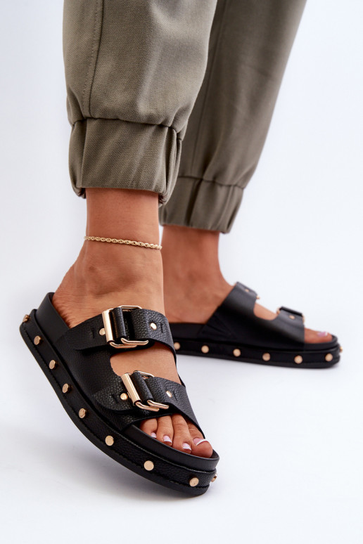 Dámske papuče s platformou Big Star NN27402 čierna