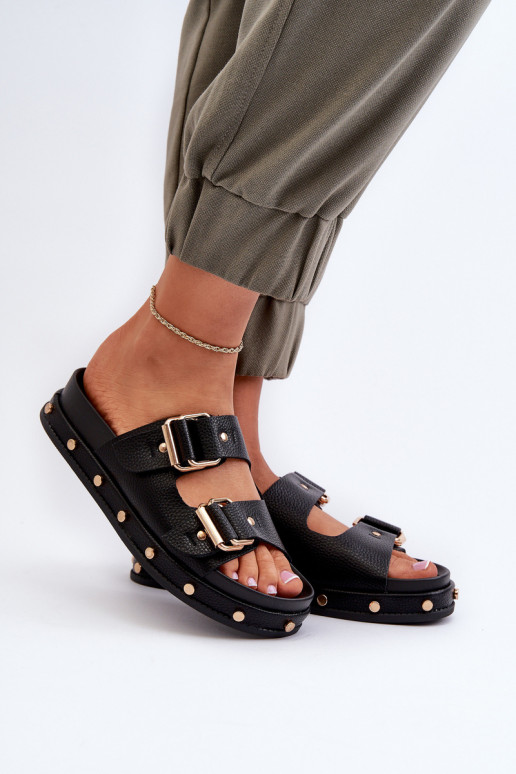 Dámske papuče s platformou Big Star NN27402 čierna