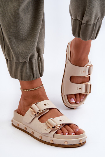 Dámske papuče s platformou Big Star NN274083 béžová