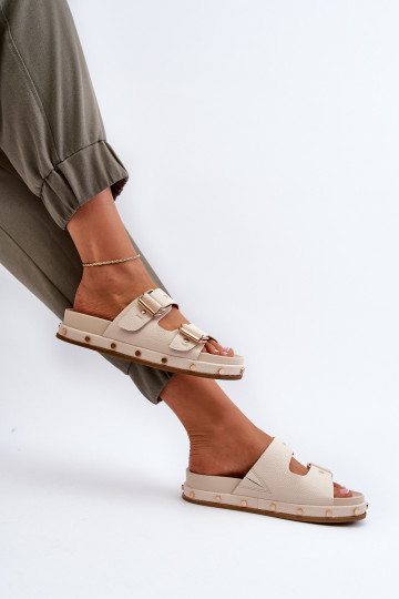 Dámske papuče s platformou Big Star NN274083 béžová 2