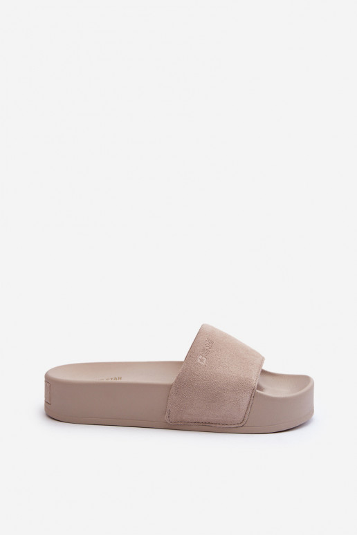 Dámske Papuče s platformou zo semišu Big Star NN274A671 béžová Dámske Papuče s platformou zo semišu Big Star NN274A671 béžová