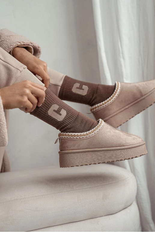 Ponožky Dámske Frotte Z Literą C Hnedá farba Ponožky Dámske Frotte Z Literą C Hnedá farba