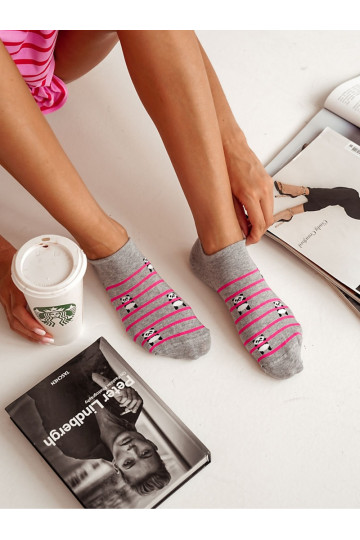 Ponožky Dámske BaInełniane Panda medveď I Pruhy sivá