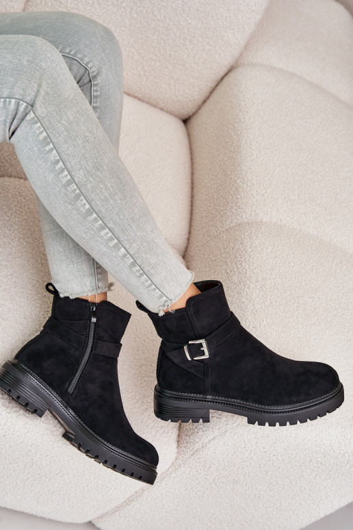 Zateplené čižmy z eko semišu s... Zateplené čižmy z eko semišu s...