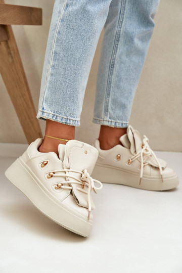 Sneakers modelové topánky ženské s platformou pieskové Dolistana 2
