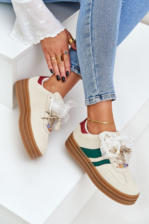 Tenisky model obuvi Dámske Z Przypinkami béžová Jariana Tenisky model obuvi Dámske Z Przypinkami béžová Jariana