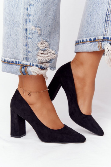 Semišové topánky s podpätkami Sergio Leone PB216 čierna 2