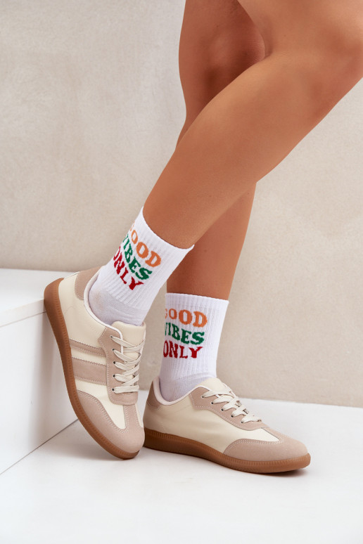 Nízka Tenisky model obuvi Dámske z eko kože béžová Nonalorin