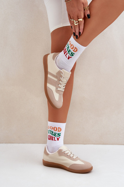 Nízka Tenisky model obuvi Dámske z eko kože béžová Nonalorin