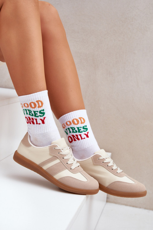 Nízka Tenisky model obuvi Dámske z eko kože béžová Nonalorin