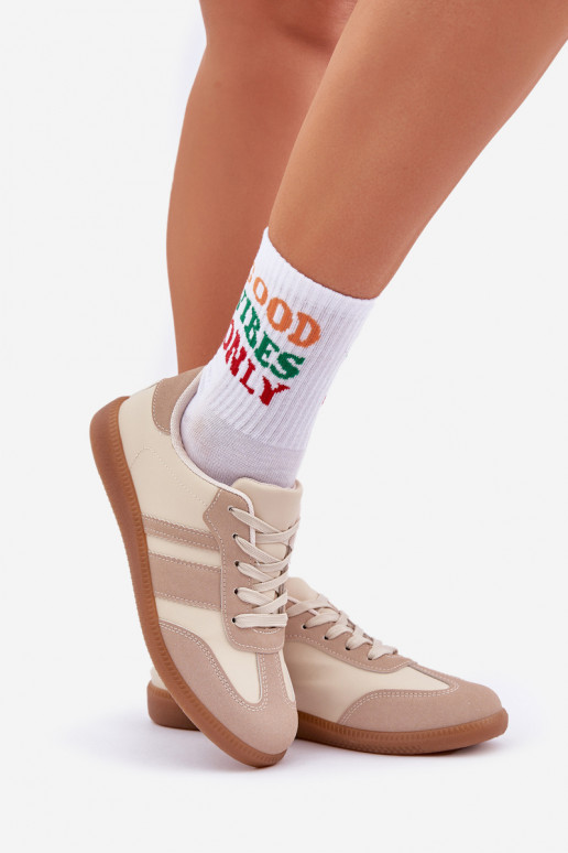 Nízka Tenisky model obuvi Dámske z eko kože béžová Nonalorin