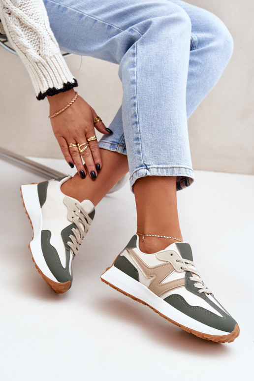 tenisky Tenisky model obuvi Dámske béžová-zelená farba Britma