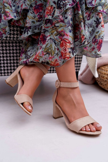 Dámske semišové vysoké podpätky béžová Lexi 2