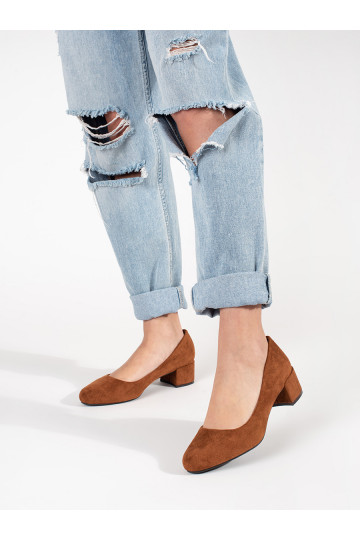 Hnedá farba zo semišu Vysoké opätky na päte