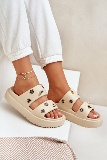 Ľahké papuče Dámske papuče Z Przypinkami béžová Ravanala