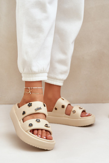 Ľahké papuče Dámske papuče Z Przypinkami béžová Ravanala 2