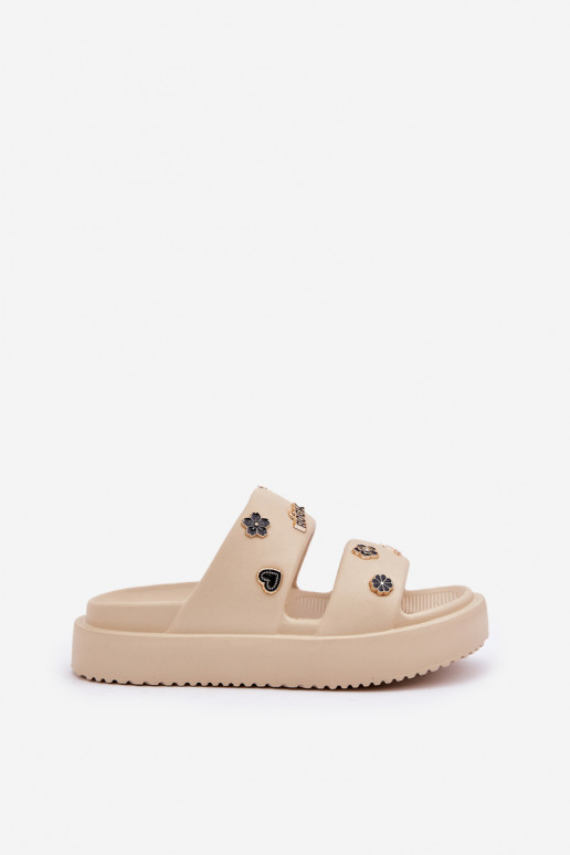 Ľahké papuče Dámske papuče Z Przypinkami béžová Ravanala Ľahké papuče Dámske papuče Z Przypinkami béžová Ravanala