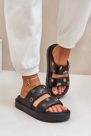 Ľahké papuče Dámske papuče Z Przypinkami čierna Ravanala