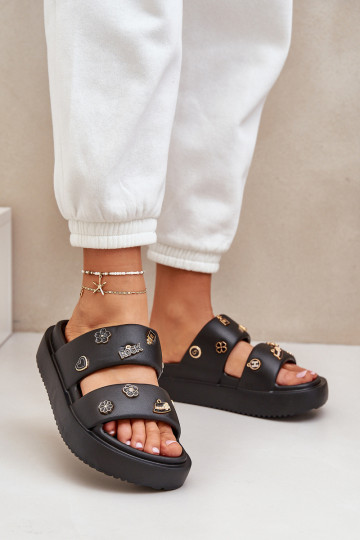 Ľahké papuče Dámske papuče Z Przypinkami čierna Ravanala 2