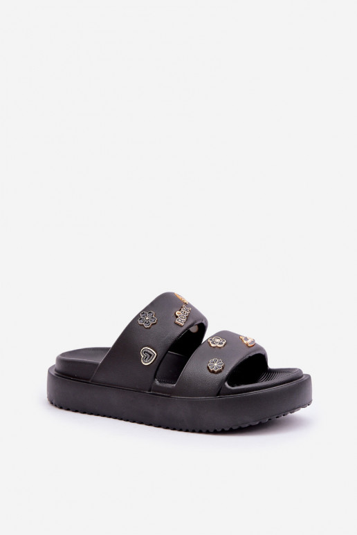 Ľahké papuče Dámske papuče Z Przypinkami čierna Ravanala Ľahké papuče Dámske papuče Z Przypinkami čierna Ravanala