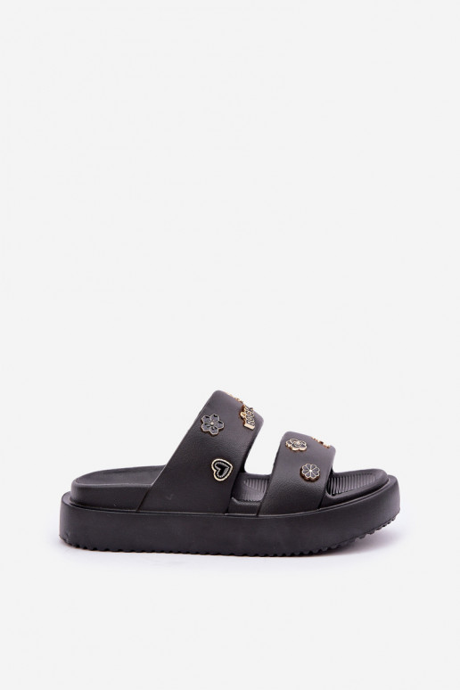 Ľahké papuče Dámske papuče Z Przypinkami čierna Ravanala Ľahké papuče Dámske papuče Z Przypinkami čierna Ravanala