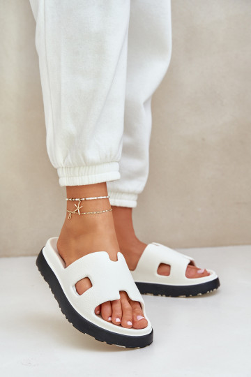 Ľahké papuče Papuče S výrezmi biela farba Neladith 2