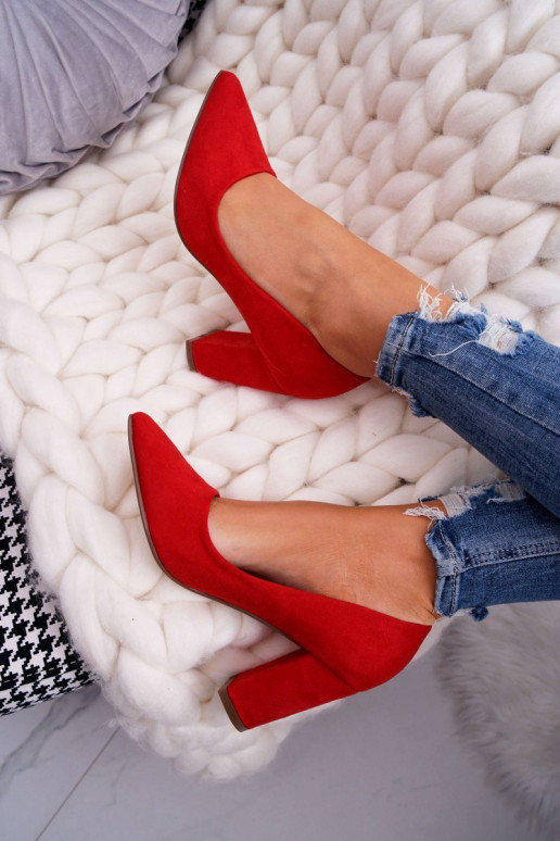 Semišové vysoké podpätky červená Florena