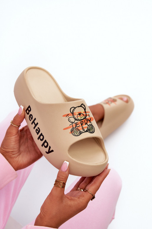 Jednoduché Dámske papuče Zapnuté hrubej podrážke S medveďom Ľahké papuče béžová Serefina
