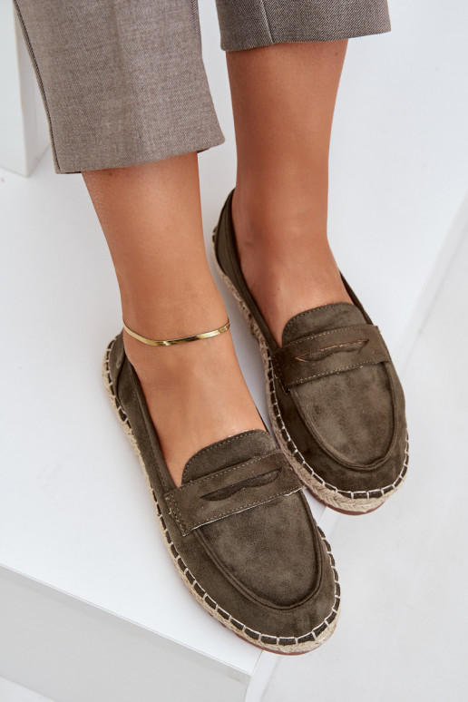 Espadrilky S JutoInou Plecionką Zapnuté rovnej podrážke khaki farby Shilova Espadrilky S JutoInou Plecionką Zapnuté rovnej podrážke khaki farby Shilova