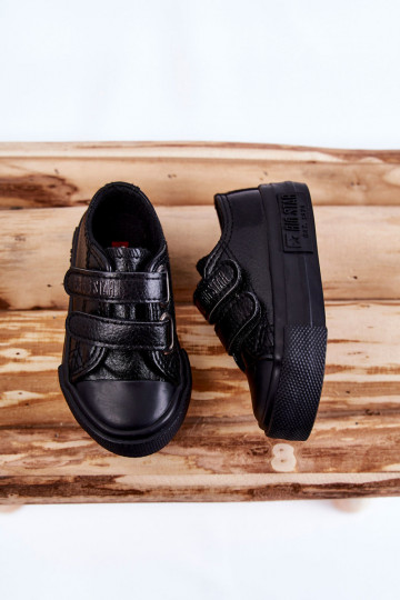 Detská kožená voľnočasová obuv s lepeným zapínaním BIG STAR KK374054 black 2