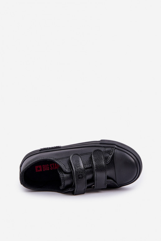 Detská kožená voľnočasová obuv s lepeným zapínaním BIG STAR KK374054 black Detská kožená voľnočasová obuv s lepeným zapínaním BIG STAR KK374054 black
