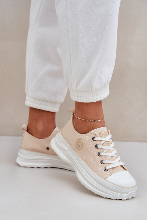 Dámske Topánky s trendovou masívnou podrážkou Big Star NN274127 béžová Dámske Topánky s trendovou masívnou podrážkou Big Star NN274127 béžová